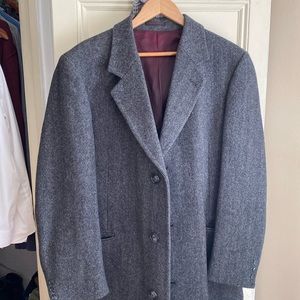 Vintage 1970s Men’s Gray Tweed Wool Coat